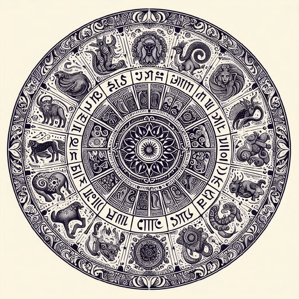 zodiac wheel with nakshatra arrangement